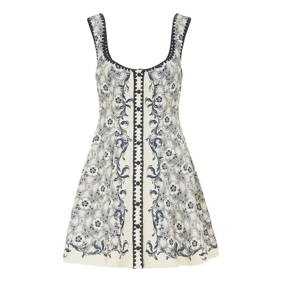 Alemais Dresses & Skirts - Alemais Cream and Navy Floral Mini Dress